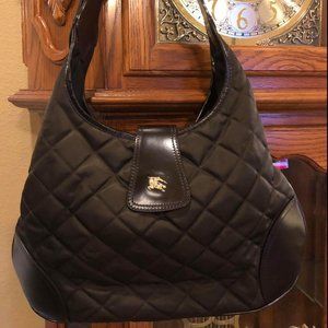 BURBERRY Brooke Quilted Fabric/Leather Hobo Bag